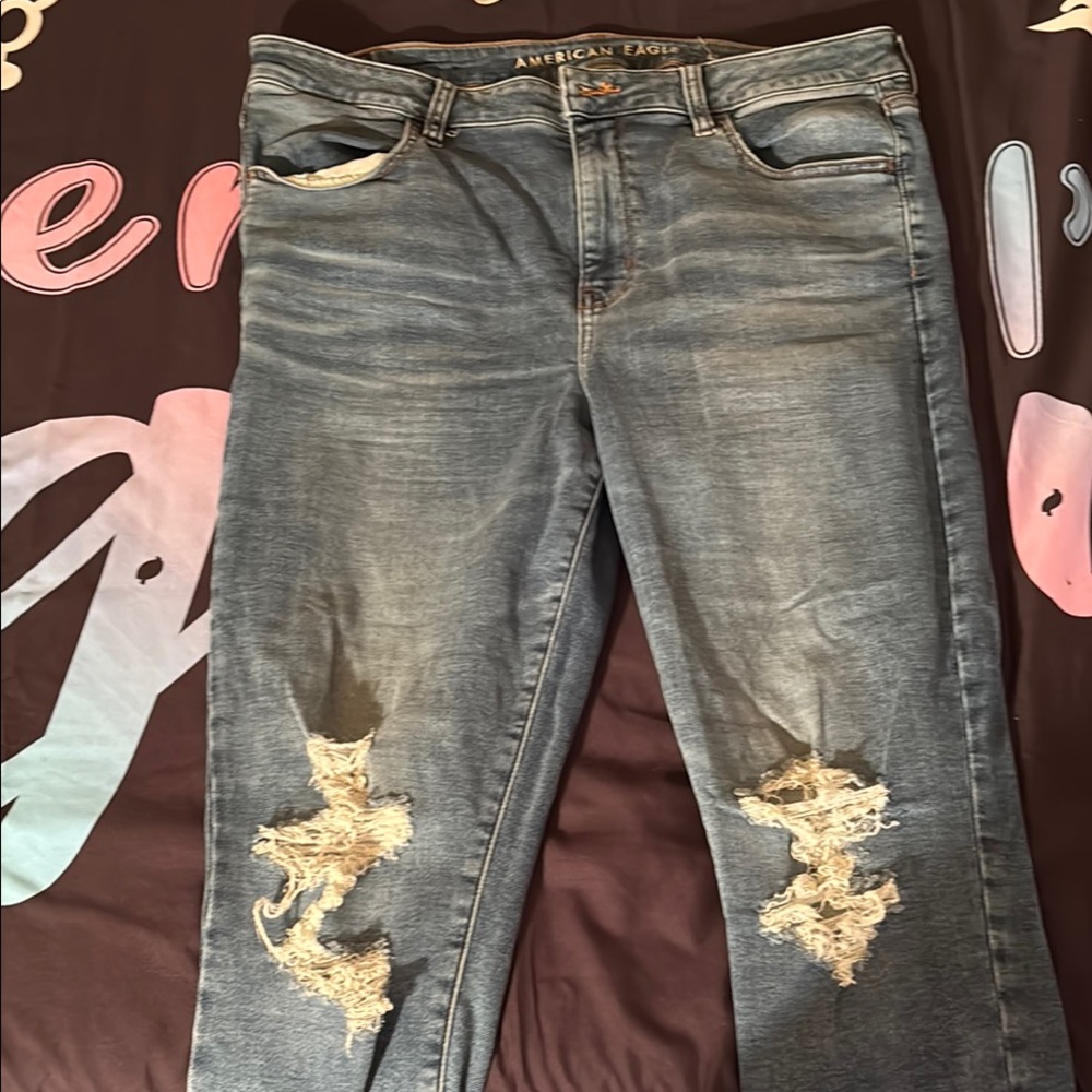 American Eagle Outfitters Distressed Blue Jeans for Women